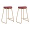 Modern Home Set of 2 Burgundy and Gold Upholstered Stackable Counter Stools 26.25&#x22;
